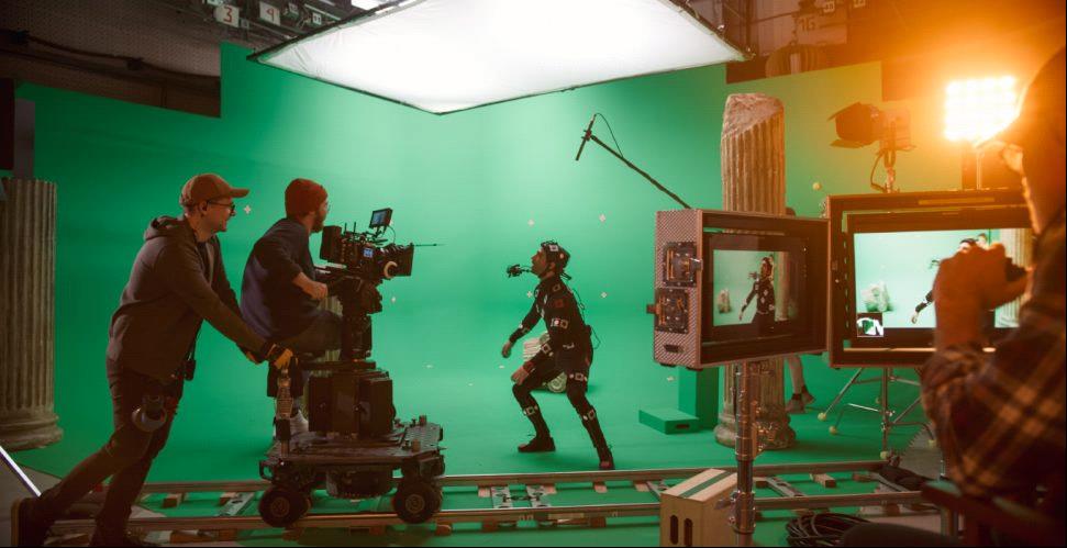 An animation film production set image with crew members